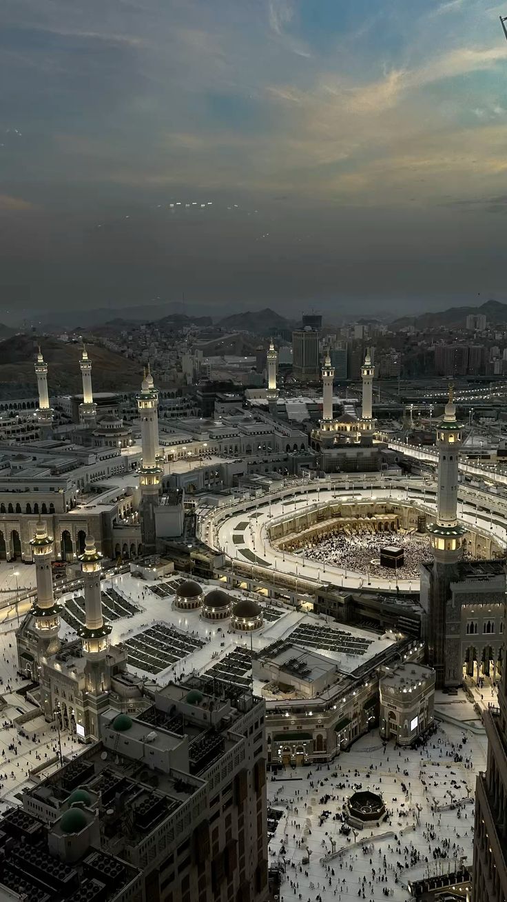 Aerial view of the Kaaba and Masjid al-Haram in Makkah